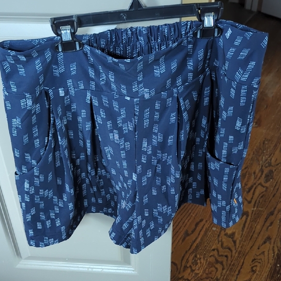 Lucy Navy Blue Patterned Athletic Shorts - Picture 1 of 5